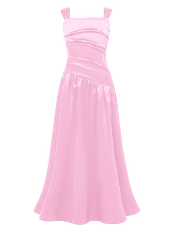 Girls Elegant Satiny Party Gown Flower Girl Dress for Wedding & Baptism thumb