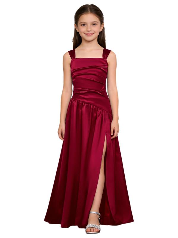 Girls Elegant Satiny Party Gown Flower Girl Dress for Wedding & Baptism thumb