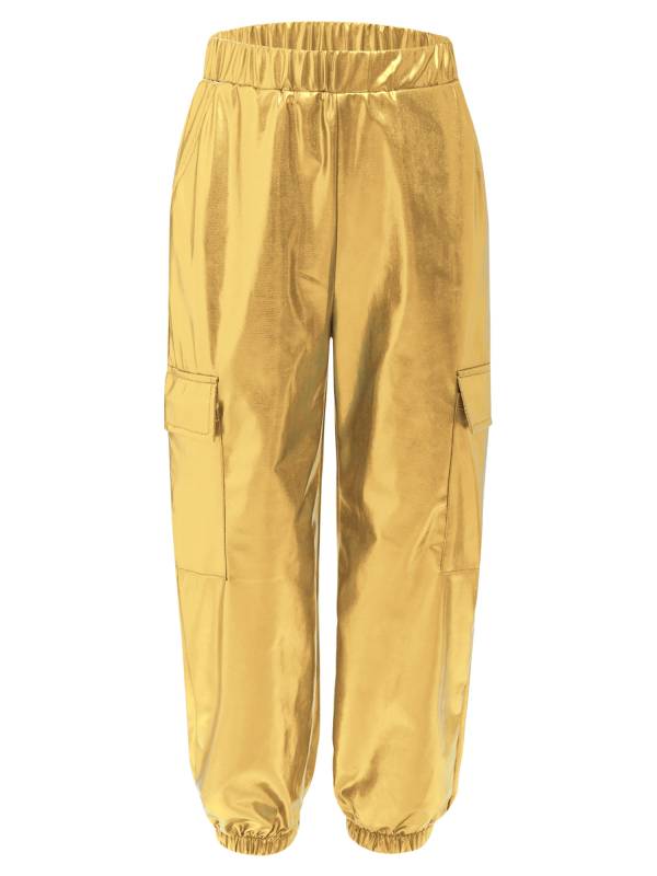Boys Metallic Sequin Jazz Hip Hop Dance Set Sleeveless Top with Cargo Pants thumb