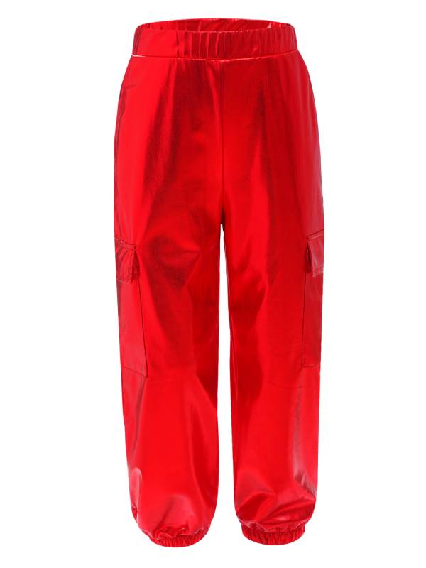 Boys Metallic Sequin Jazz Hip Hop Dance Set Sleeveless Top with Cargo Pants thumb