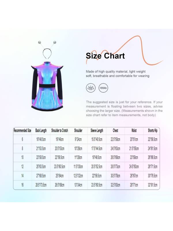 Kids Girls Outfit Fashion Dress Galaxy Alien Costume Dancewear Patchwork Gloss thumb