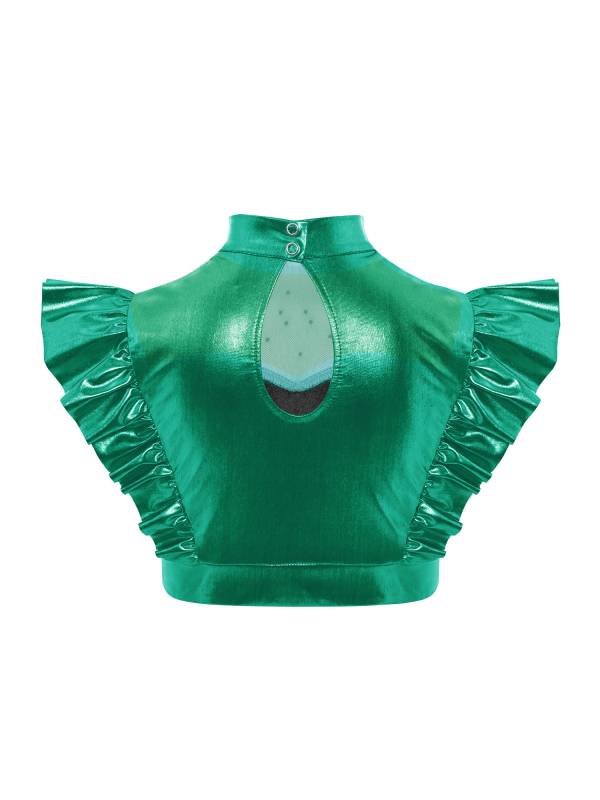 Kids Girls Outfit Metallic Costume Carnival Set Dancewear Cosplay Stage Alien thumb