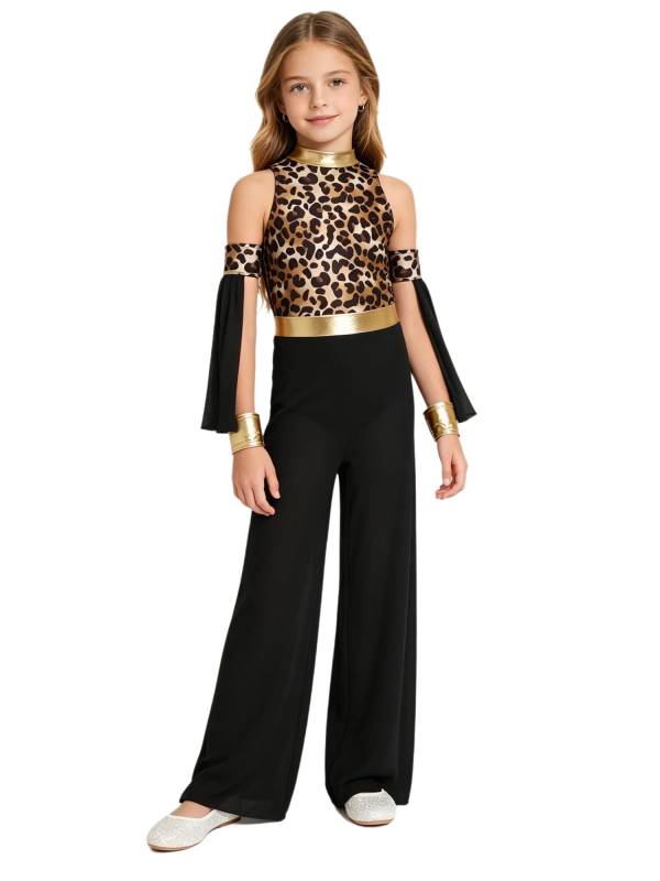 Kids Girls Cave Costumes Dancewear Jumpsuit Dress-Up Romper Design Patchwork thumb