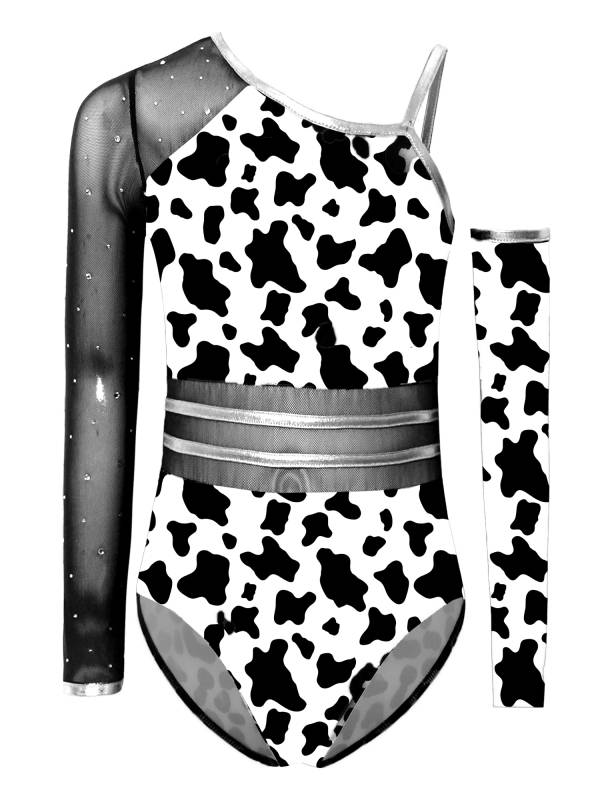 Kids Girls Jumpsuit Crotch Press Leotard Performance Romper Decor Mesh Dress-Up thumb
