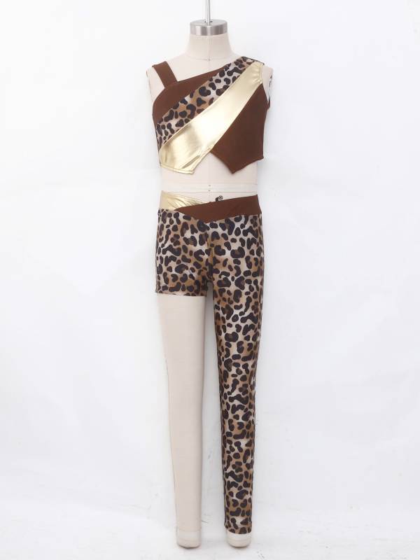 Kids Girls Leopard Print Dress Up Cavegirl Costume Halloween Outfit Photo Show thumb