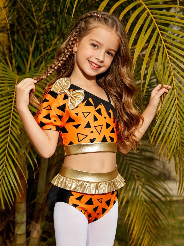Kids Girls Costume Competition With Briefs Child Dancewear Leotard Ballet Shiny thumb