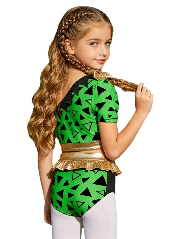 Kids Girls Costume Competition With Briefs Child Dancewear Leotard Ballet Shiny thumb