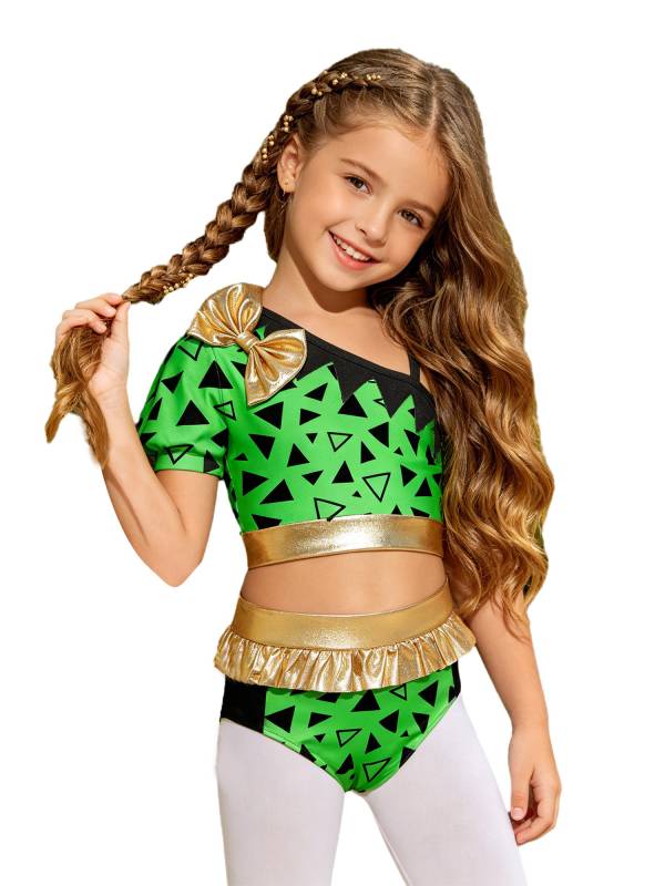 Kids Girls Costume Competition With Briefs Child Dancewear Leotard Ballet Shiny thumb
