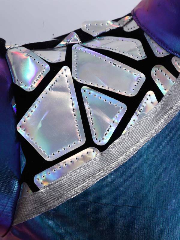 Girls Space Galaxy Leotard Metallic Cap Sleeve Bodysuit for Halloween Cosplay thumb