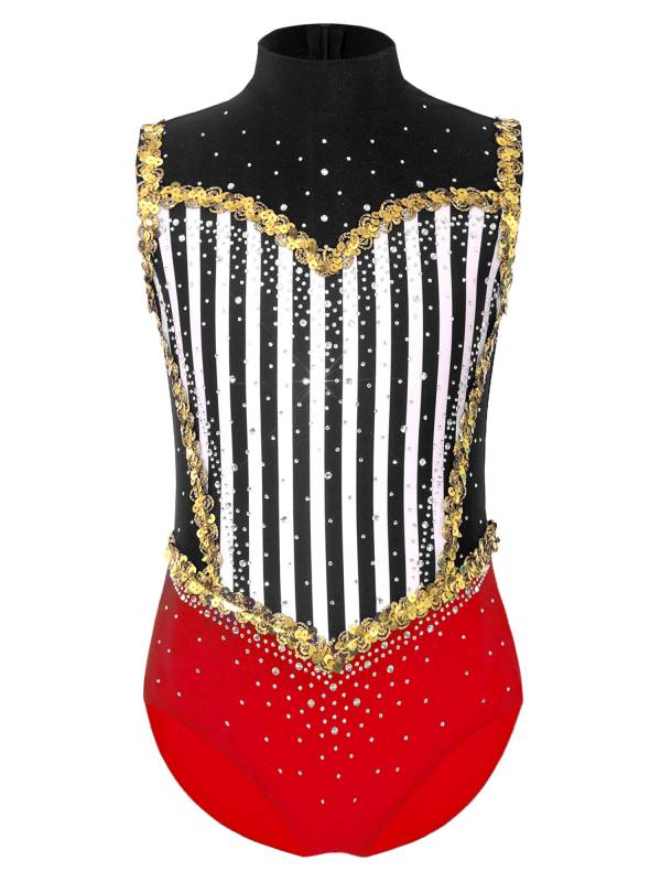 Kids Girls Leotard Performance Bodysuit Carnival Ringmaster Circus Cosplay Show thumb