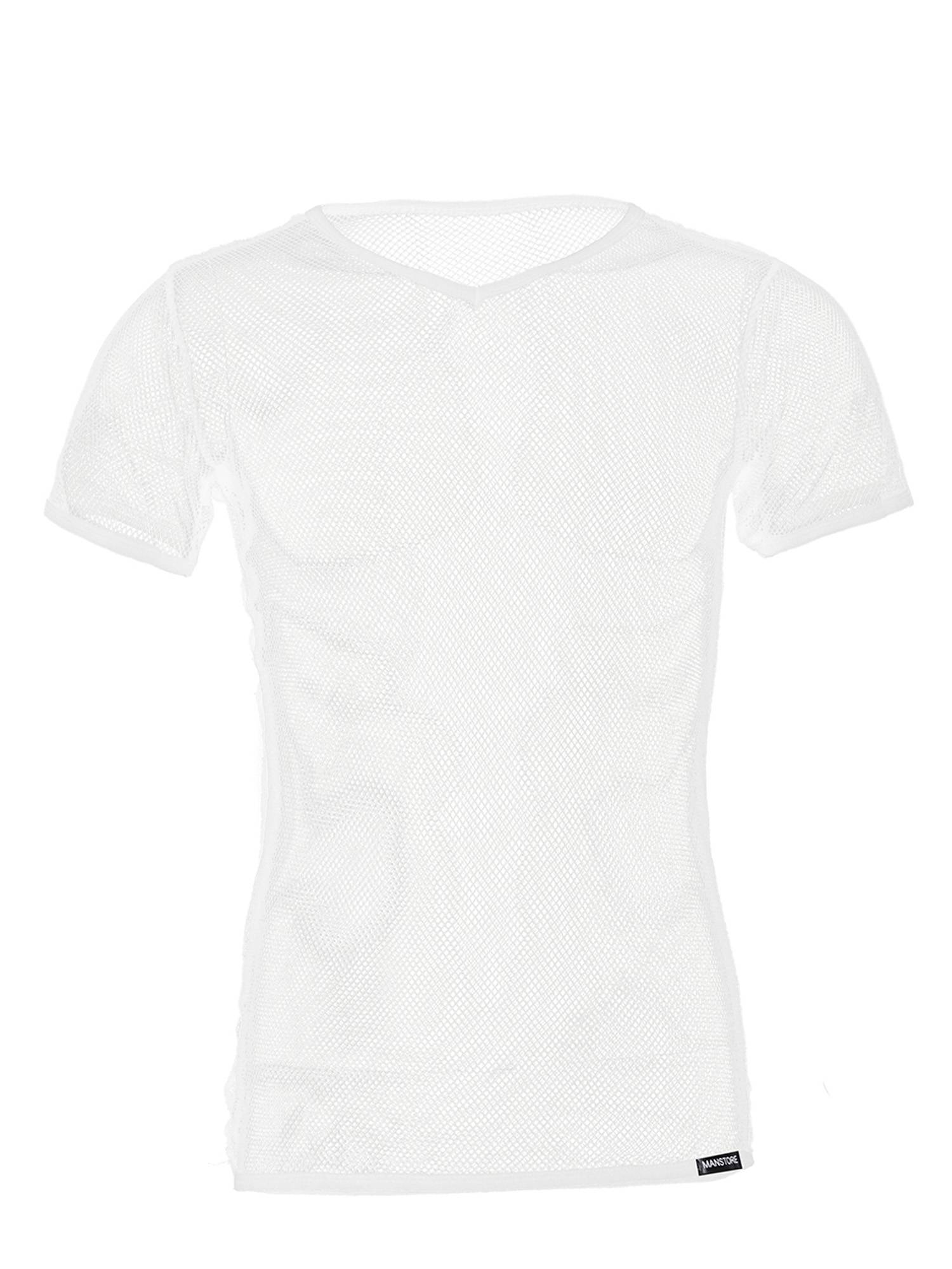 Men Short Sleeve V Neck Mesh See-Through Jazz Dance T-shirt
