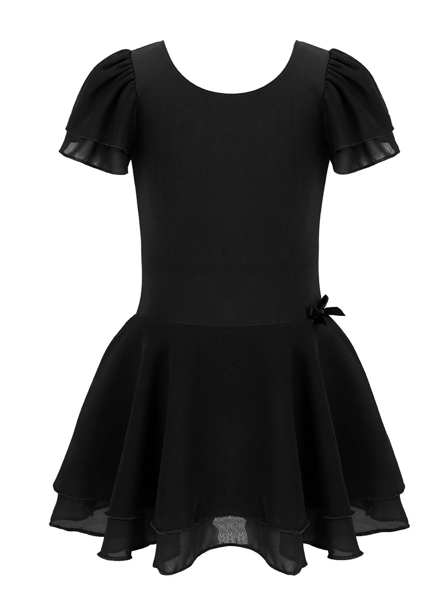 Kids Girls Short Sleeve Tutu Ballet Dance Leotard Dress