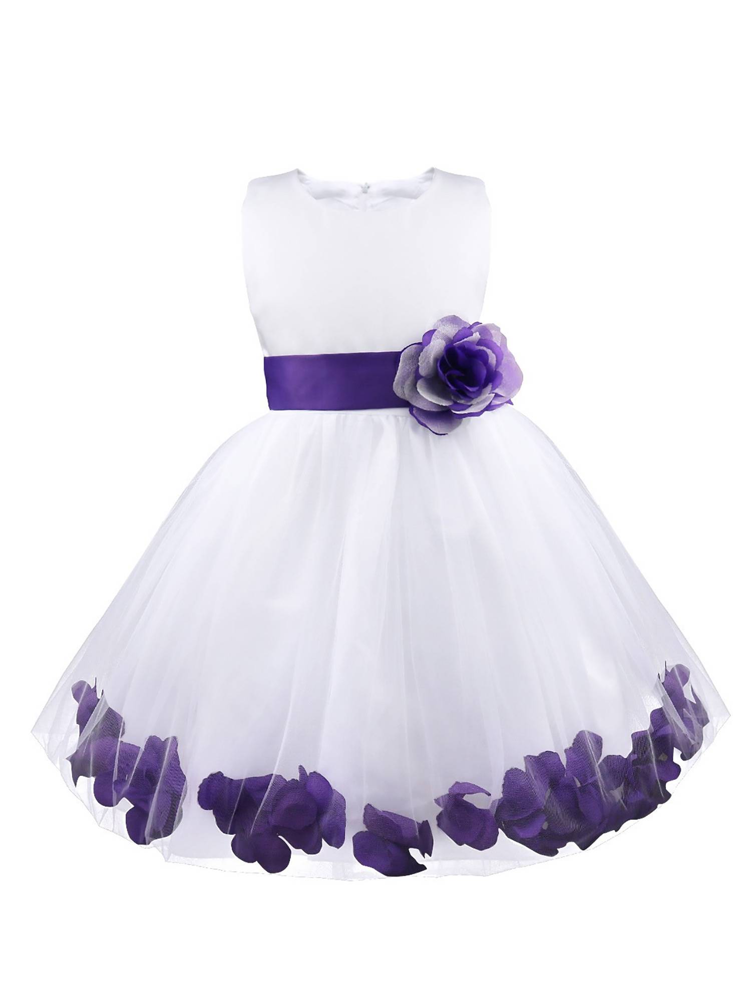 Kids Girls Flower Petals Tulle Ball Gown Flower Girls Dress