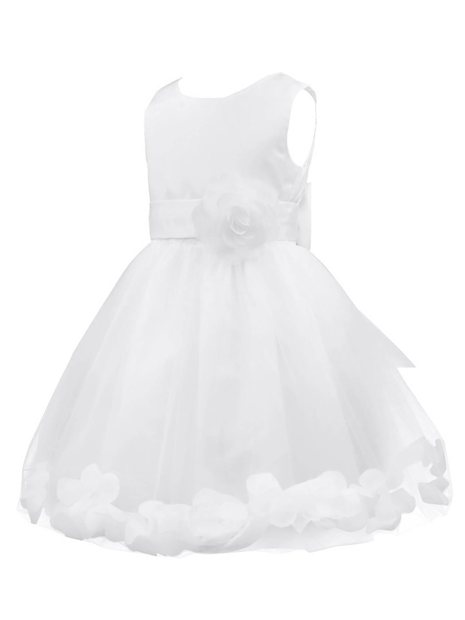 Kids Girls Flower Petals Tulle Ball Gown Flower Girls Dress