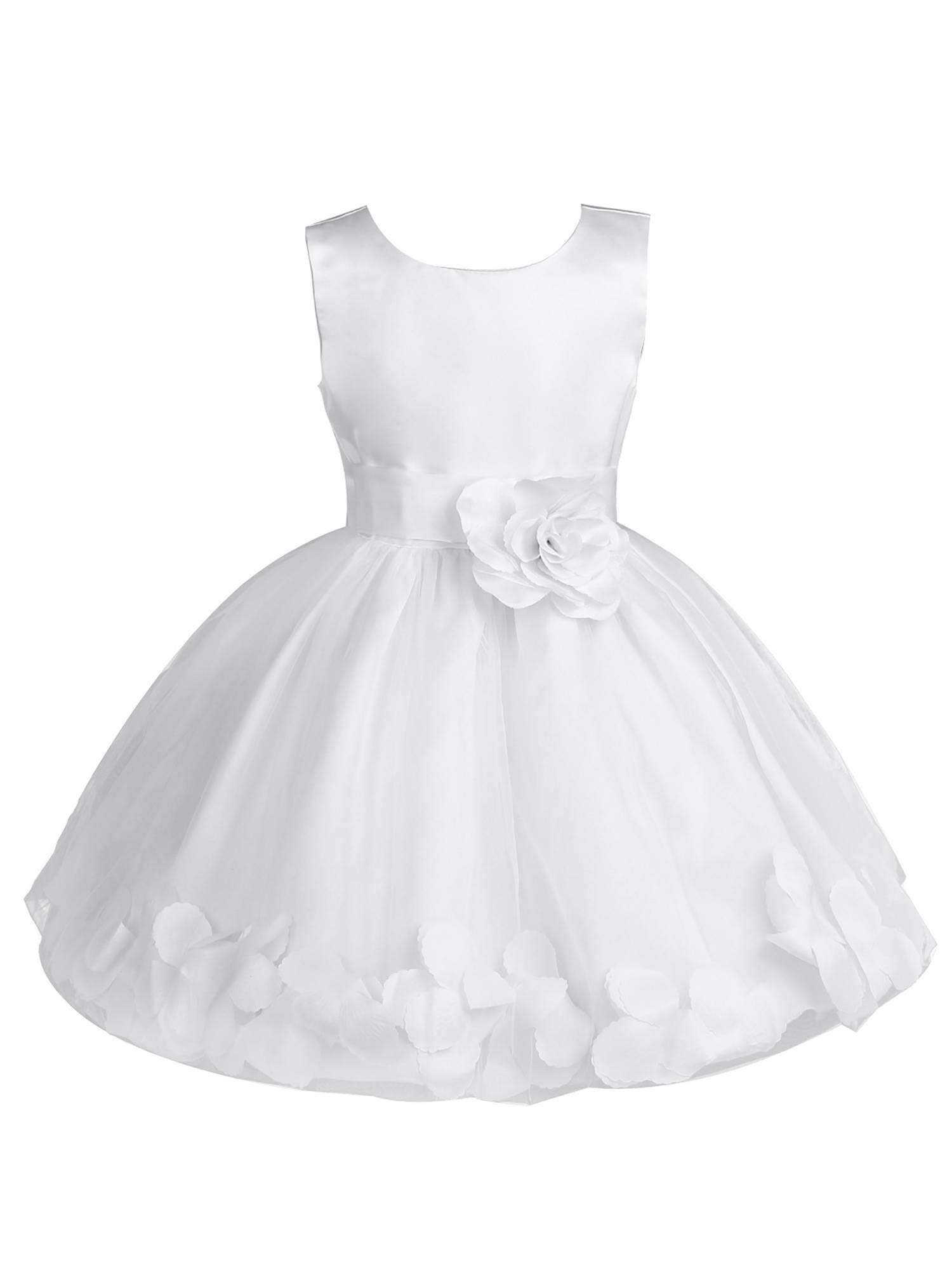 Kids Girls Flower Petals Tulle Ball Gown Flower Girls Dress