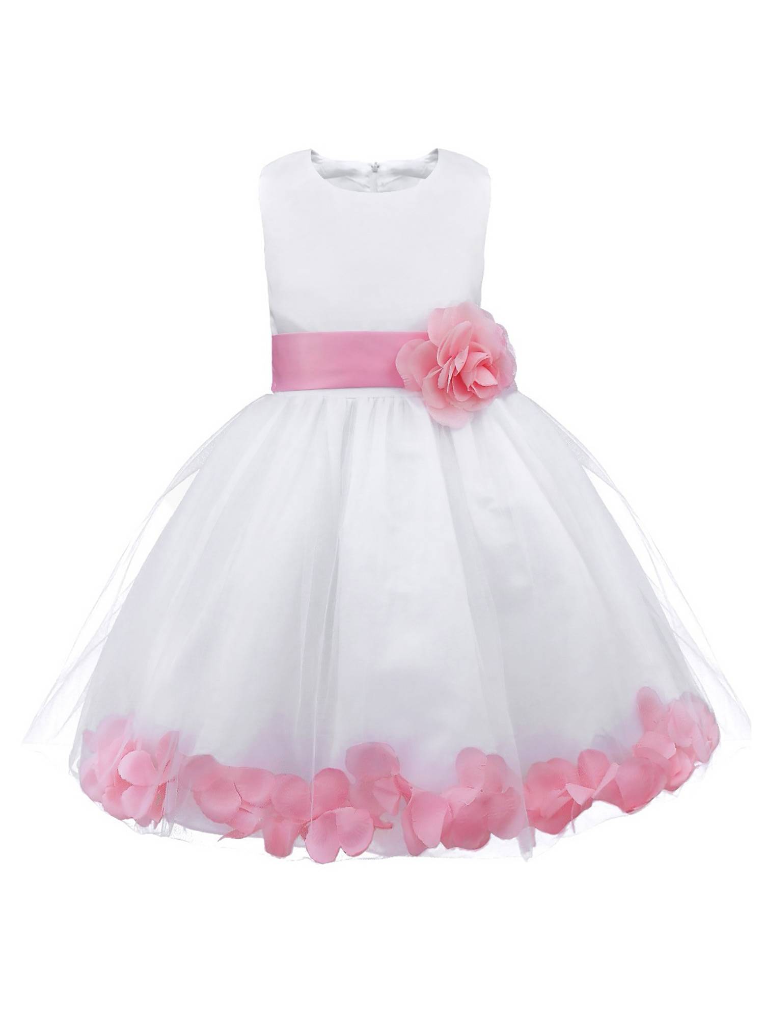 Kids Girls Flower Petals Tulle Ball Gown Flower Girls Dress