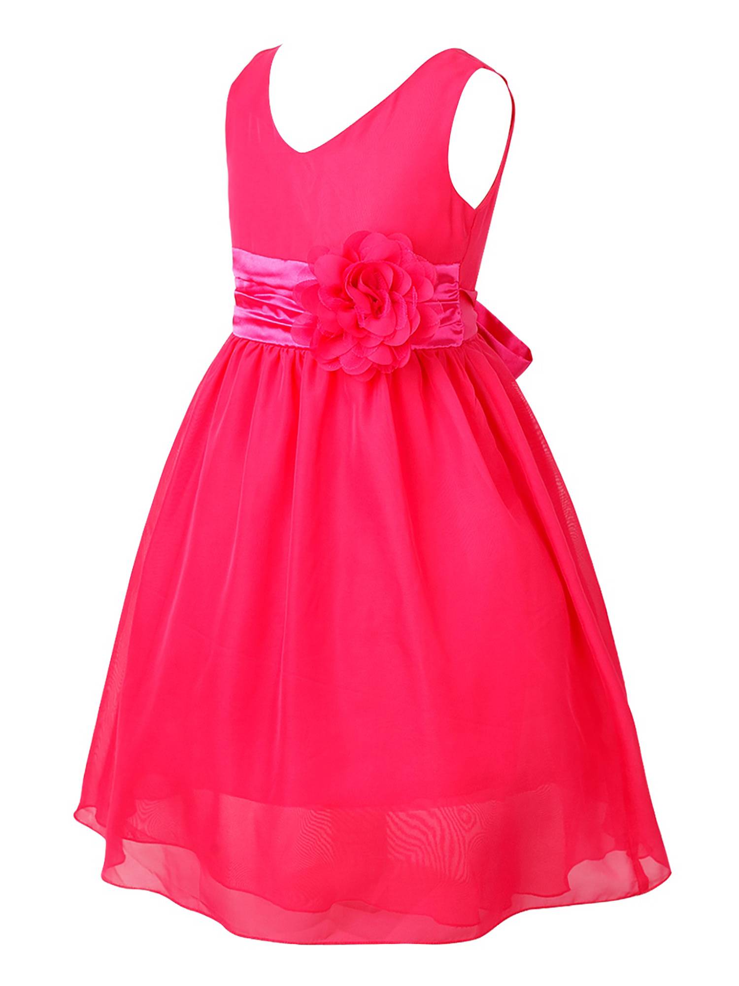 Toddler/Kids Girls Flower and Bowknot Ball Gown Chiffon Dress