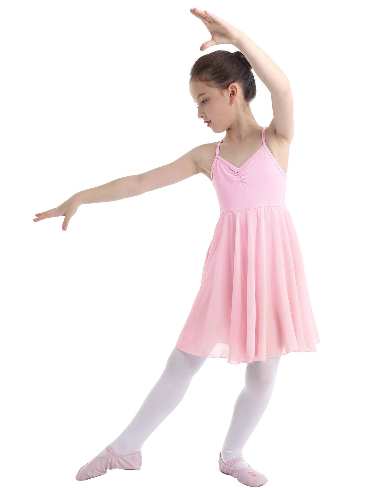 Kids Girls Sleeveless Chiffon Ballet Dance Leotard Dress