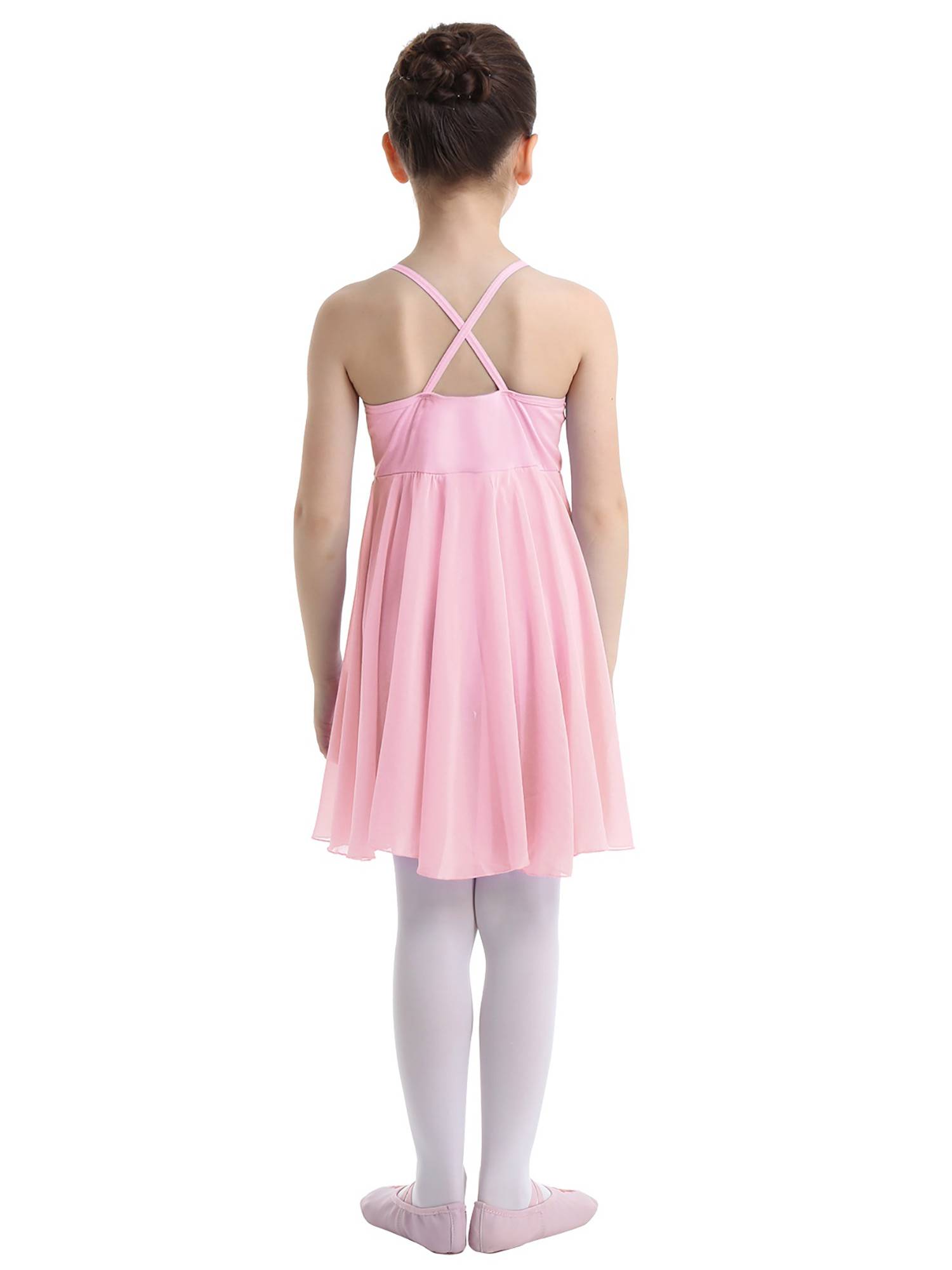Kids Girls Sleeveless Chiffon Ballet Dance Leotard Dress