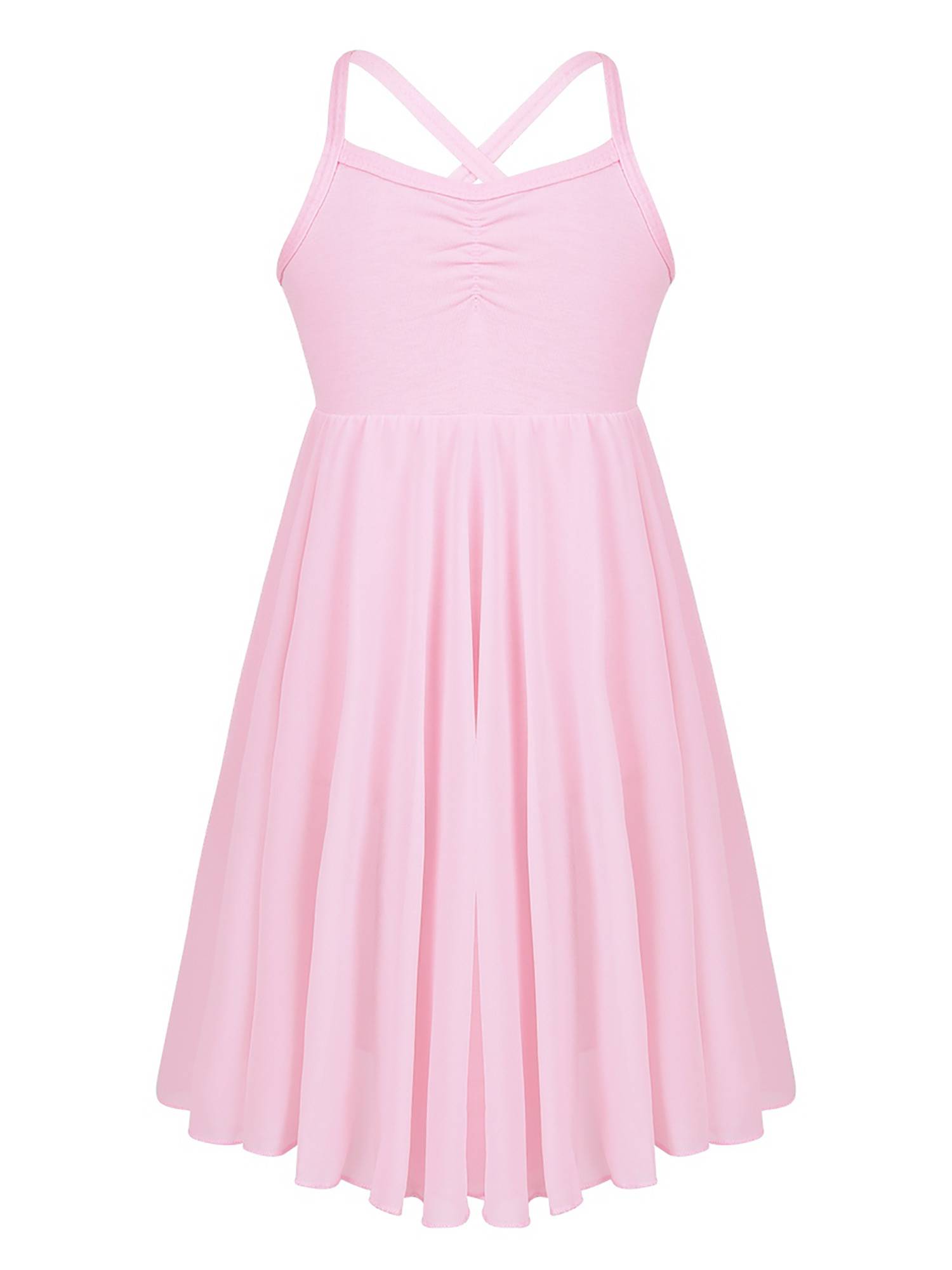 Kids Girls Sleeveless Chiffon Ballet Dance Leotard Dress