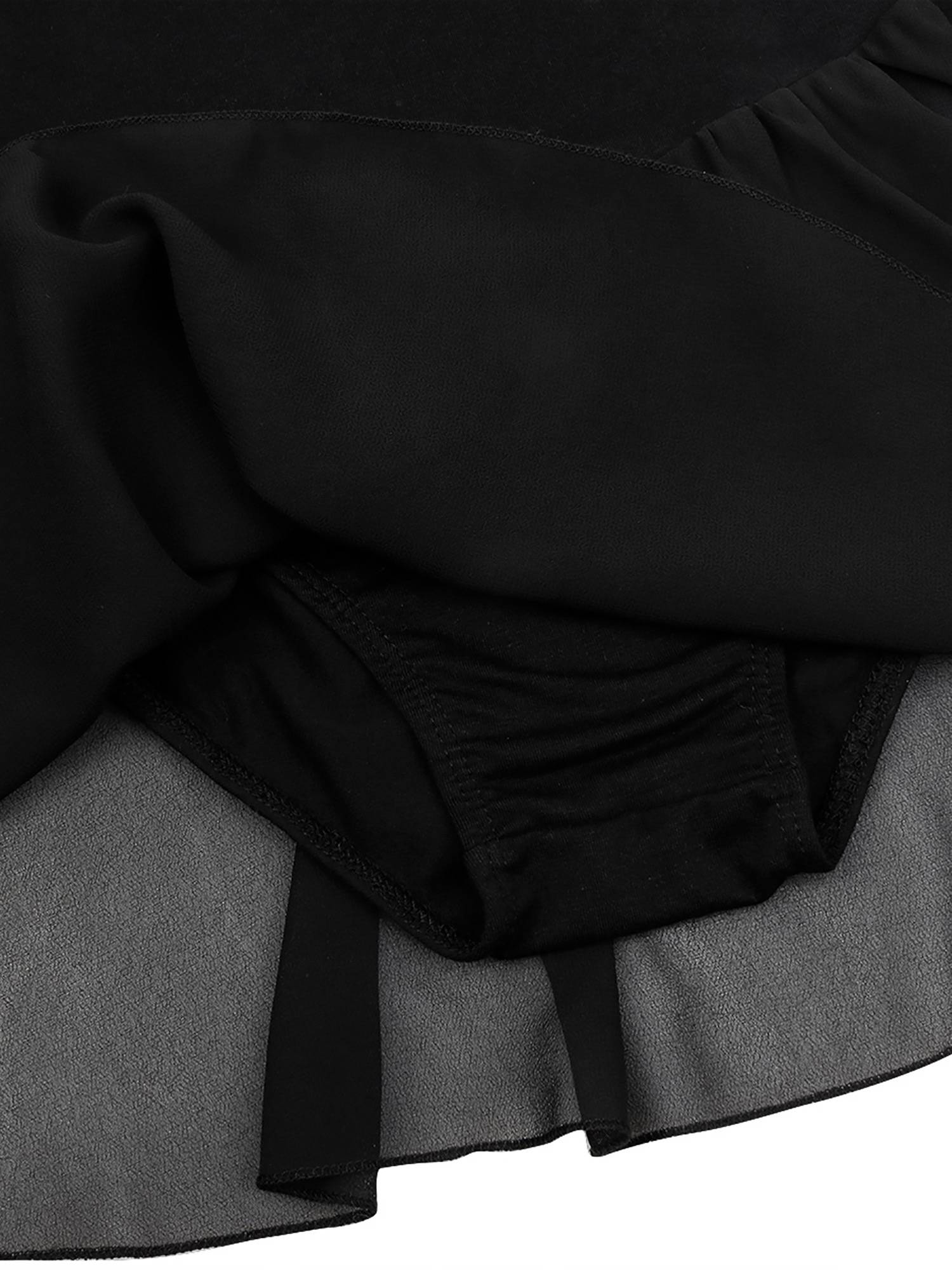 Kids Girls Long Sleeve Solid Color Ballet Dance Leotard Dress