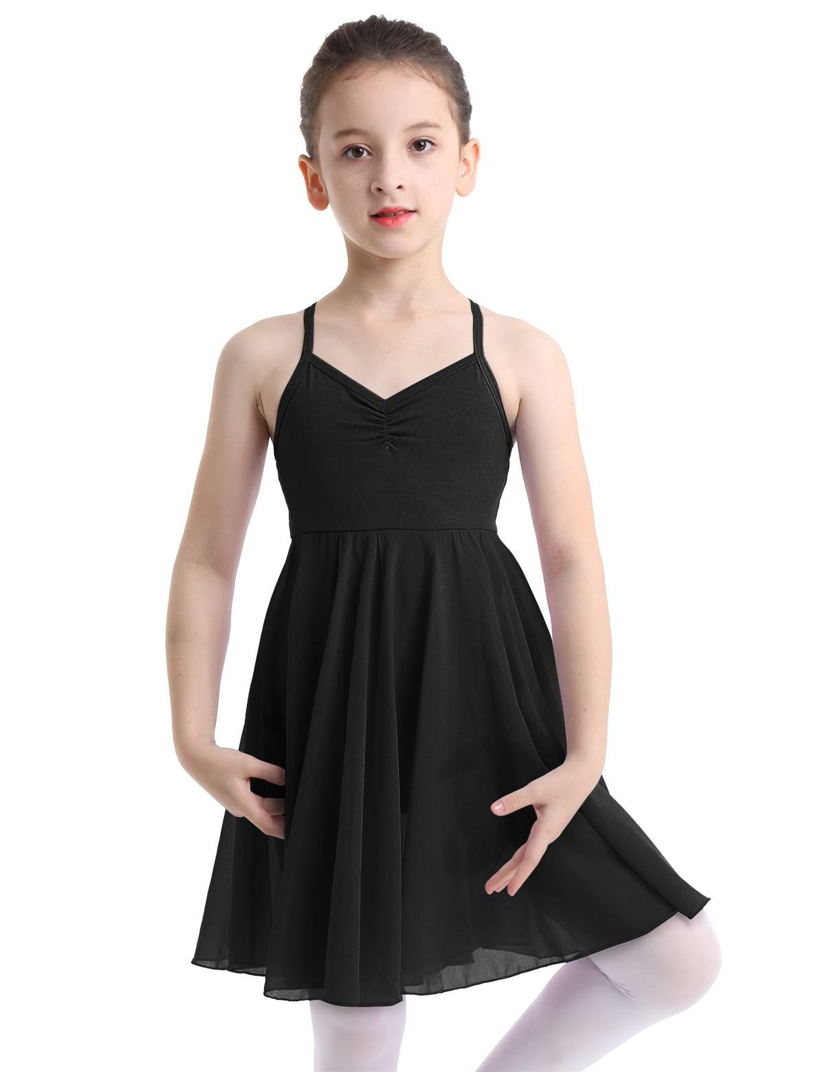 Kids Girls Sleeveless Chiffon Ballet Dance Leotard Dress