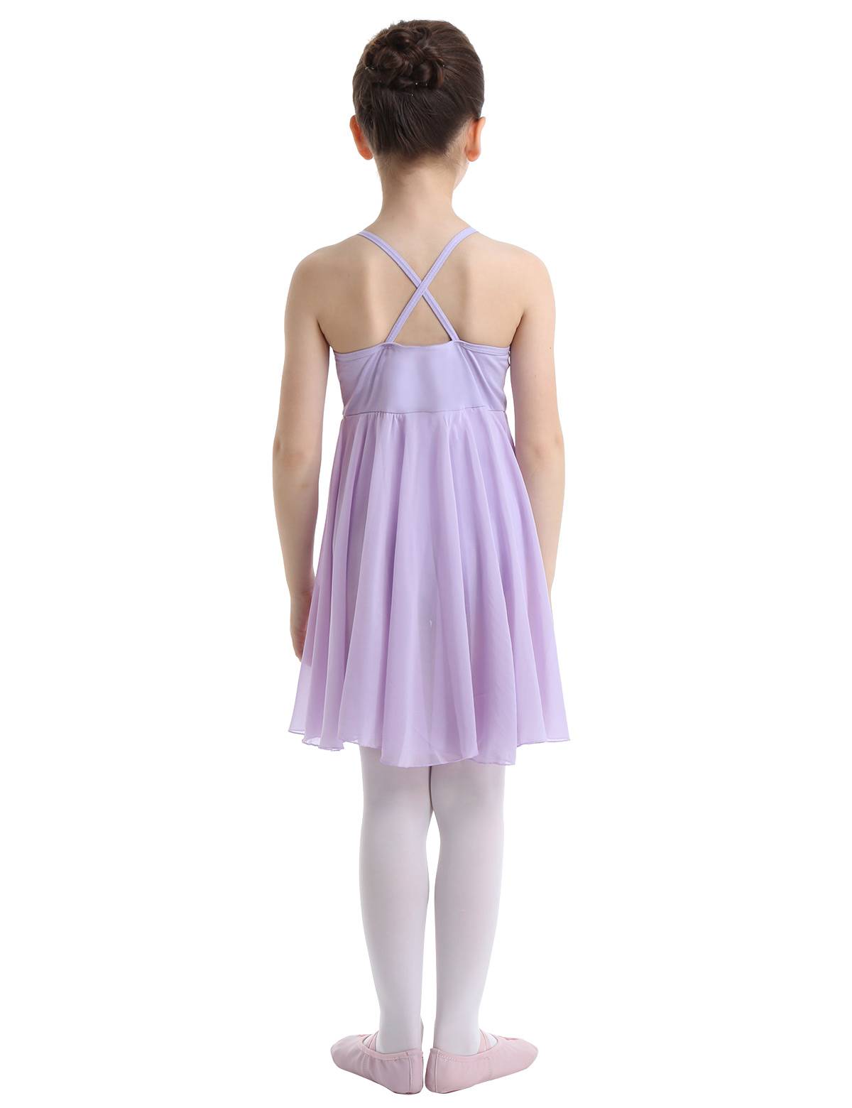 Kids Girls Sleeveless Chiffon Ballet Dance Leotard Dress