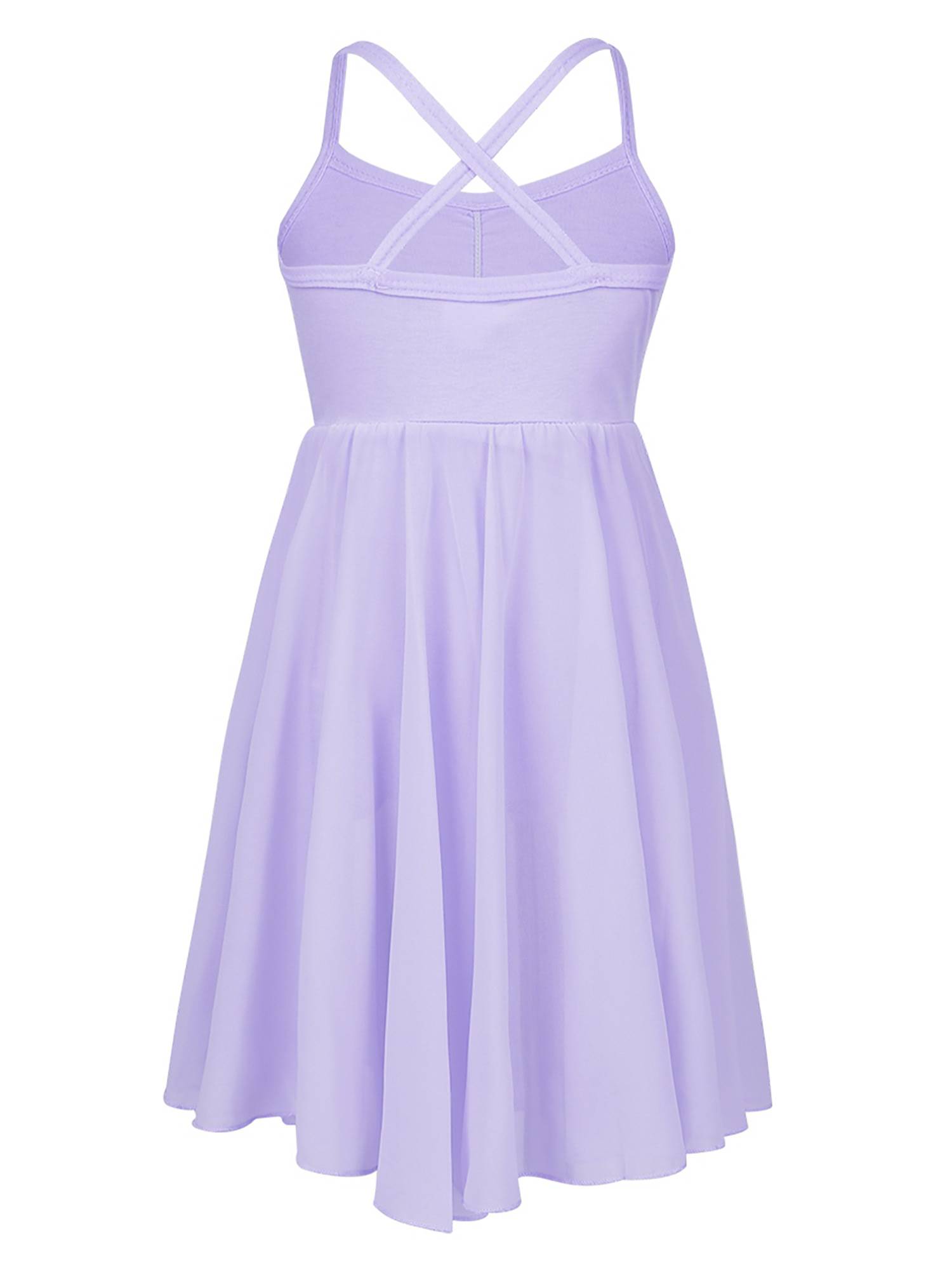 Kids Girls Sleeveless Chiffon Ballet Dance Leotard Dress