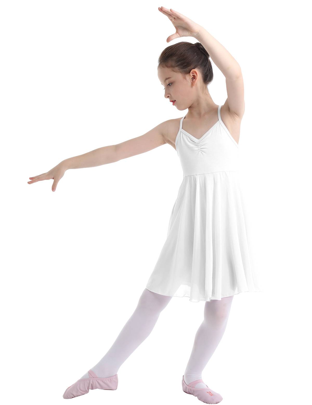Kids Girls Sleeveless Chiffon Ballet Dance Leotard Dress