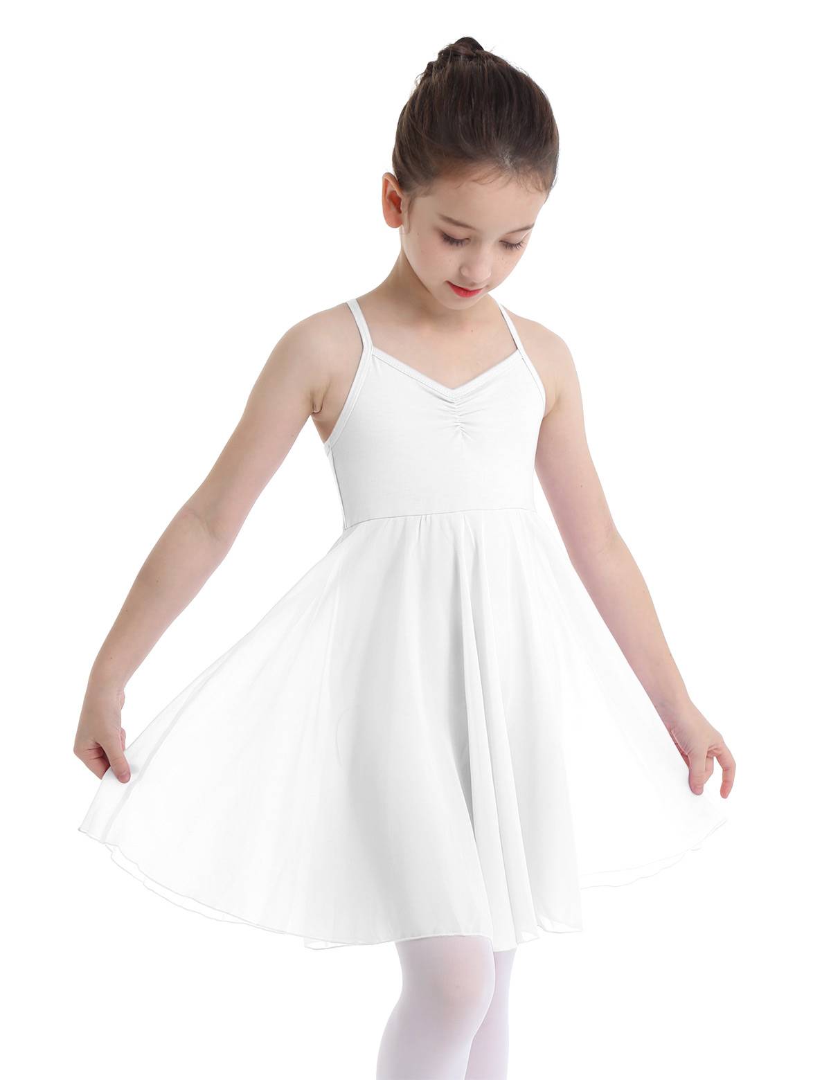 Kids Girls Sleeveless Chiffon Ballet Dance Leotard Dress