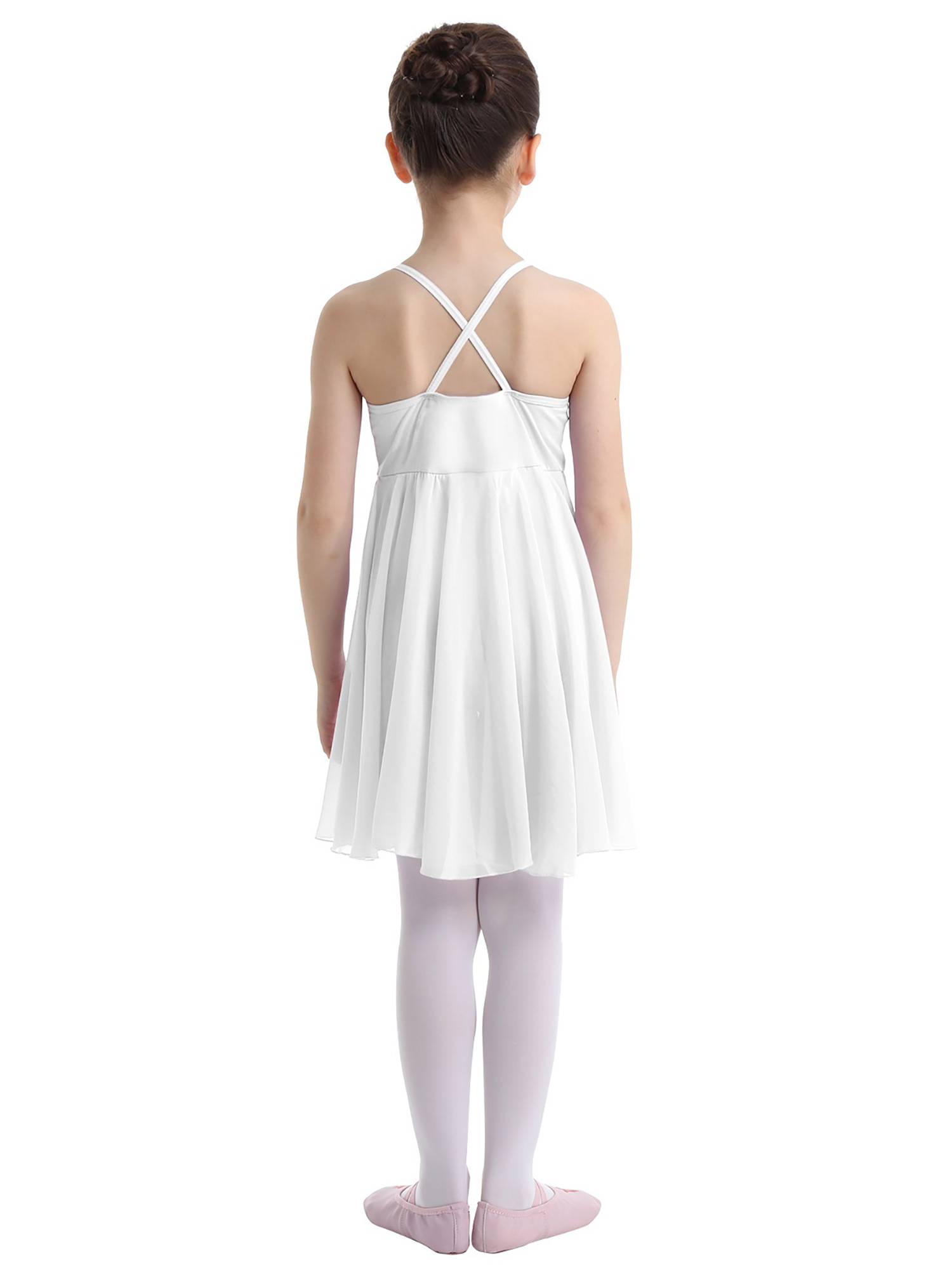 Kids Girls Sleeveless Chiffon Ballet Dance Leotard Dress