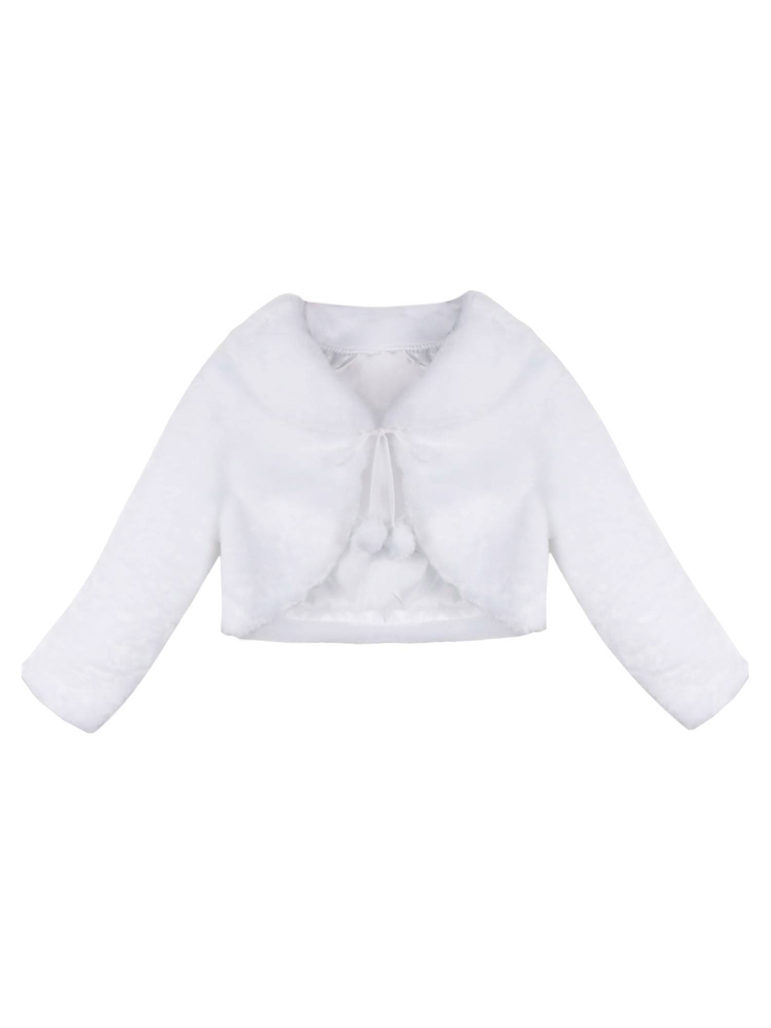 Girls Faux Fur Long Sleeve Coat Wedding Birthday Party Jacket