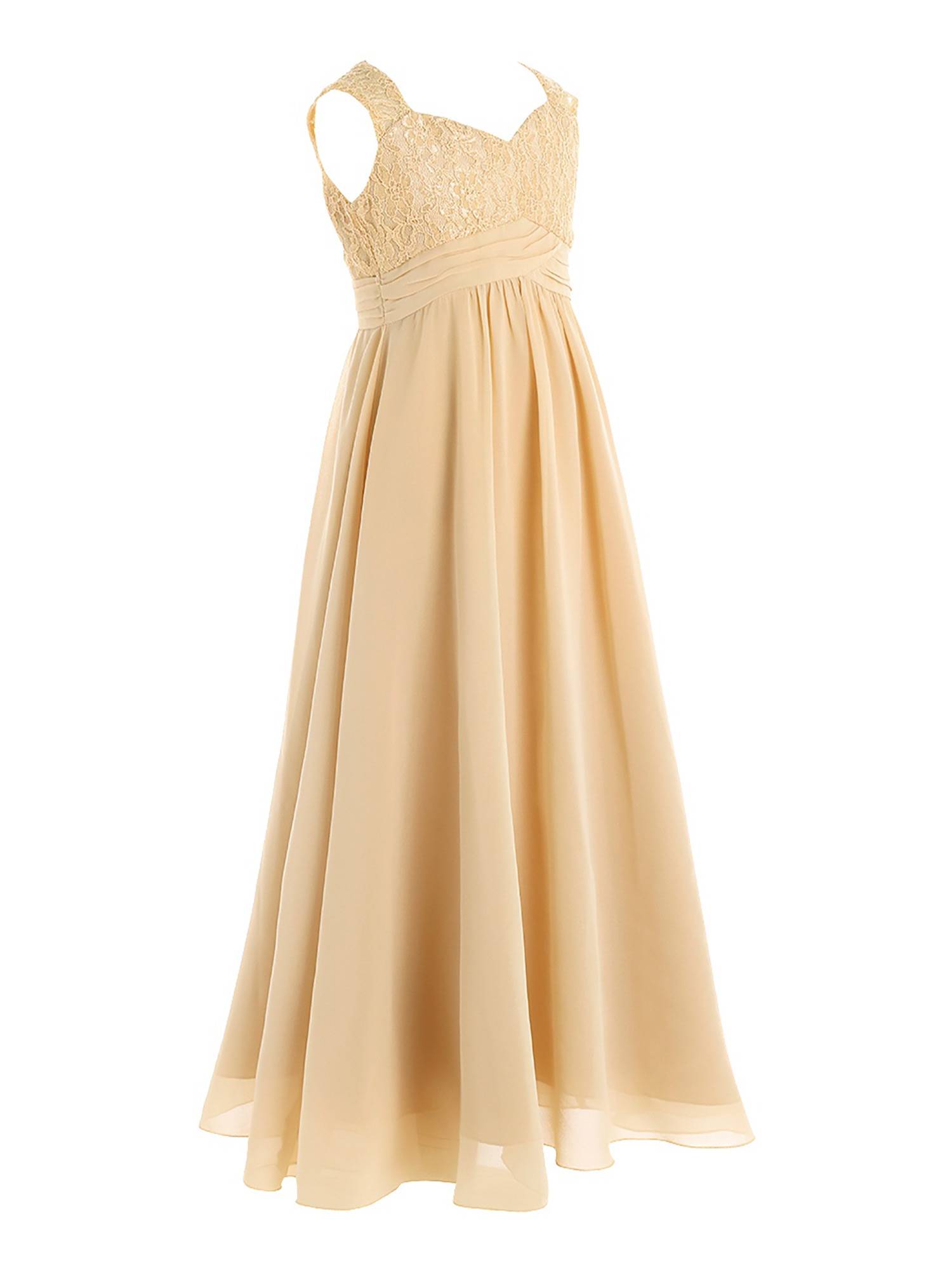 Toddler/Kids Girls Chiffon Lace High-Waist Dress