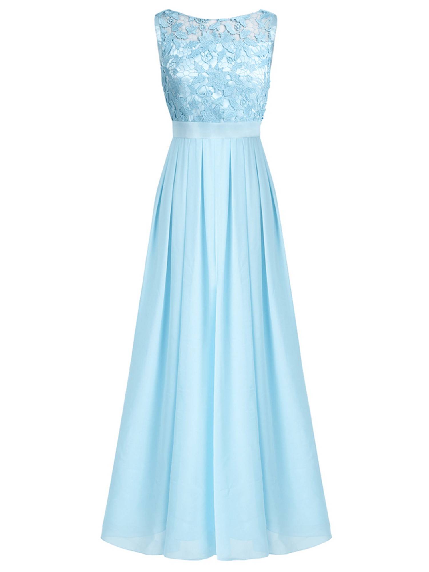 Women Embroidered Chiffon Maxi Bridesmaid Dress