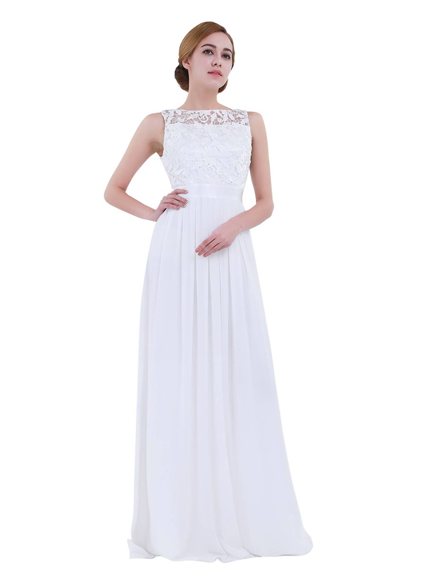 Women Embroidered Chiffon Maxi Bridesmaid Dress