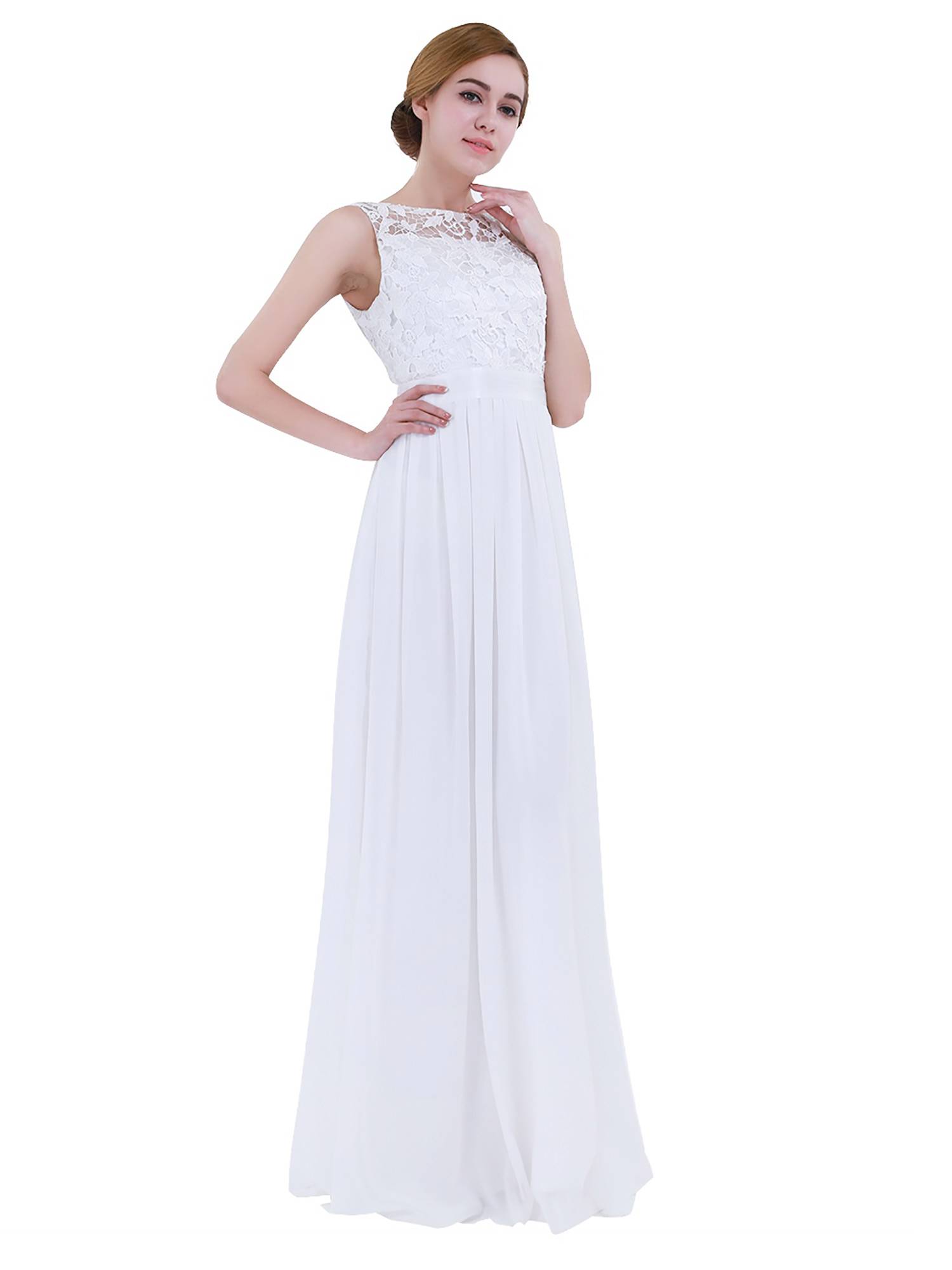 Women Embroidered Chiffon Maxi Bridesmaid Dress