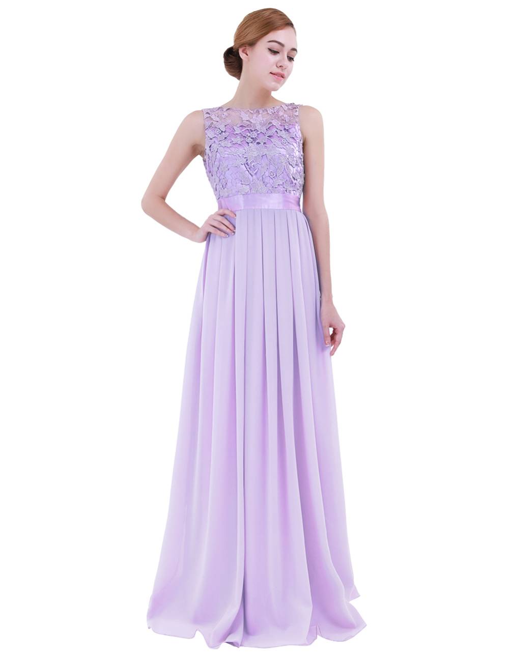 Women Embroidered Chiffon Maxi Bridesmaid Dress