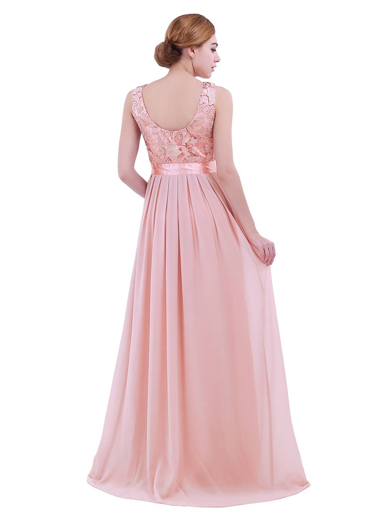 Women Embroidered Chiffon Maxi Bridesmaid Dress