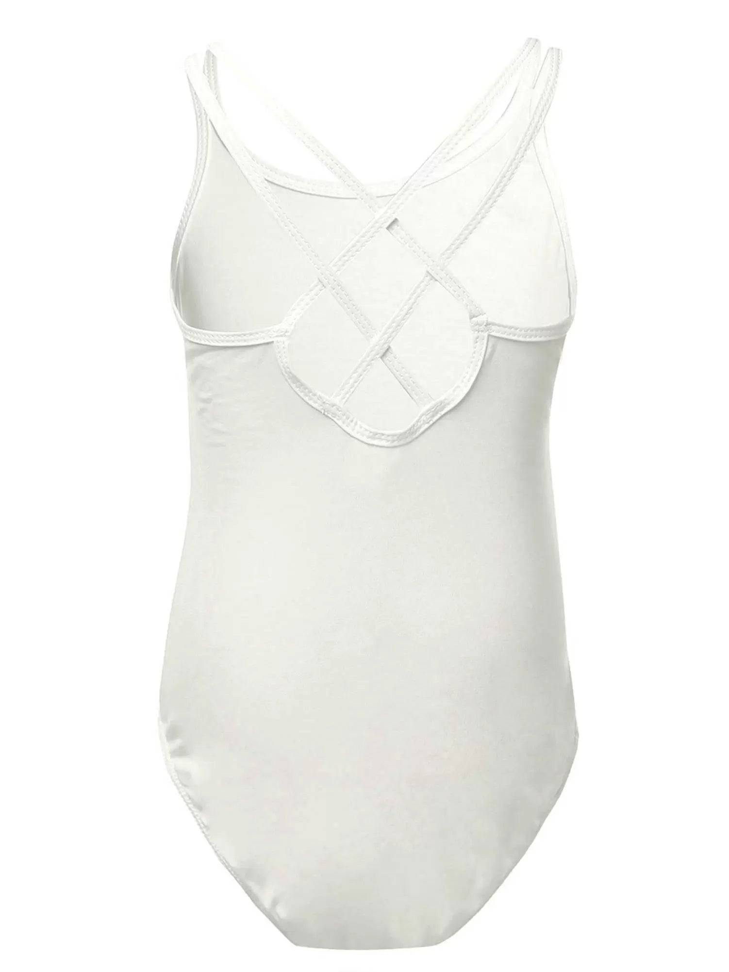 Kids Girls Sleeveless Crisscross Back Gymnastics Dance Leotard