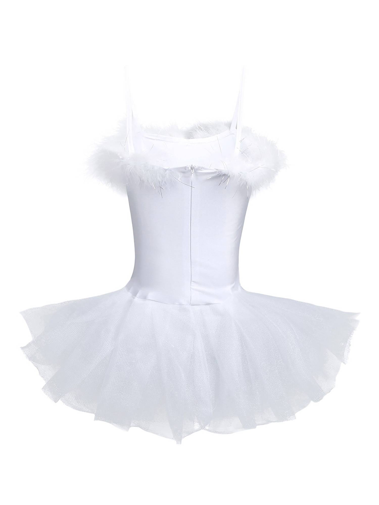 Kids Girls Sequined Beads Ballet Dance Tutu Dress with Gloves Hair Clip