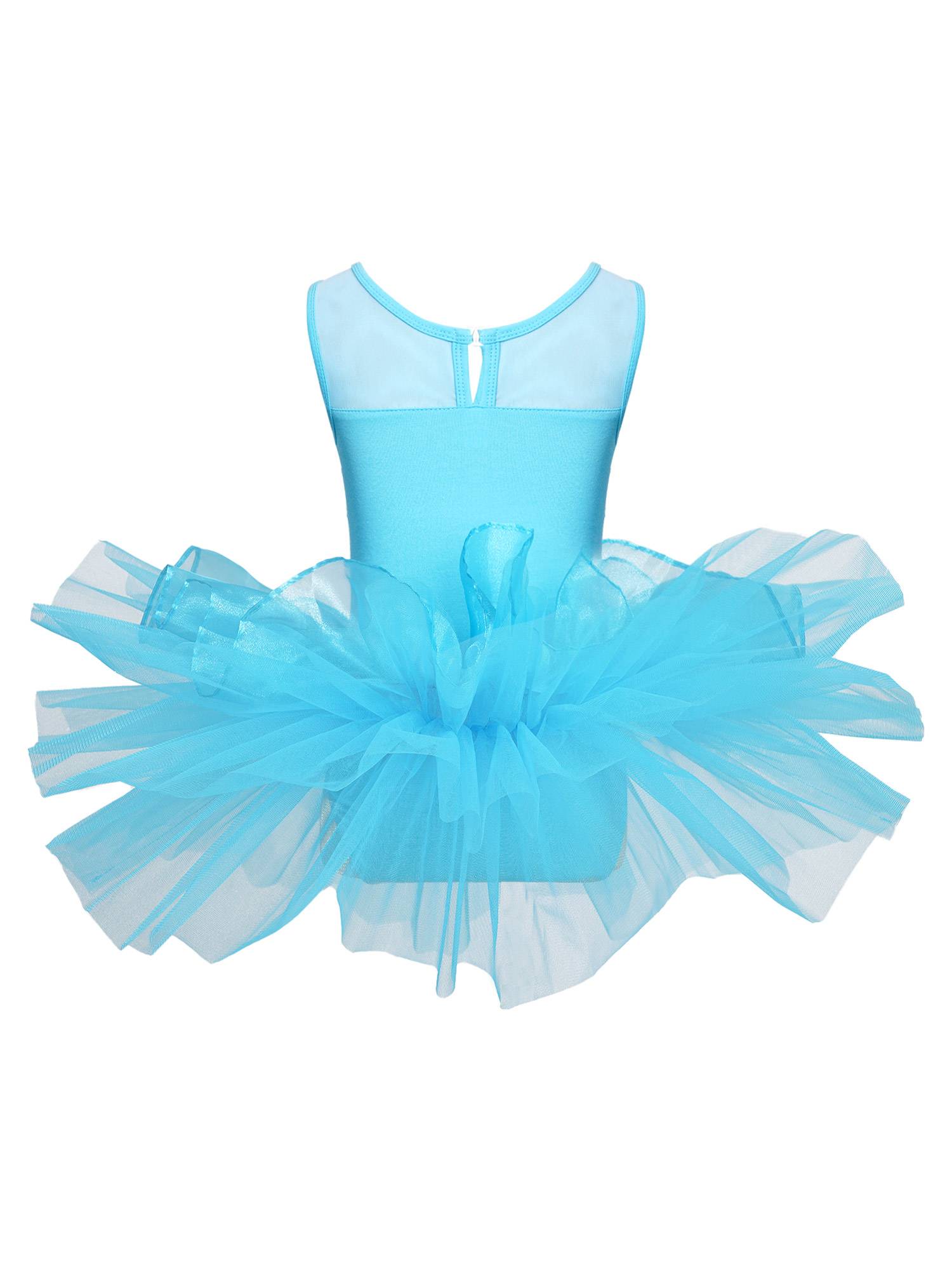 Girls Sleeveless Sequins Ballet Dance Gymnastics Leotard Dress
