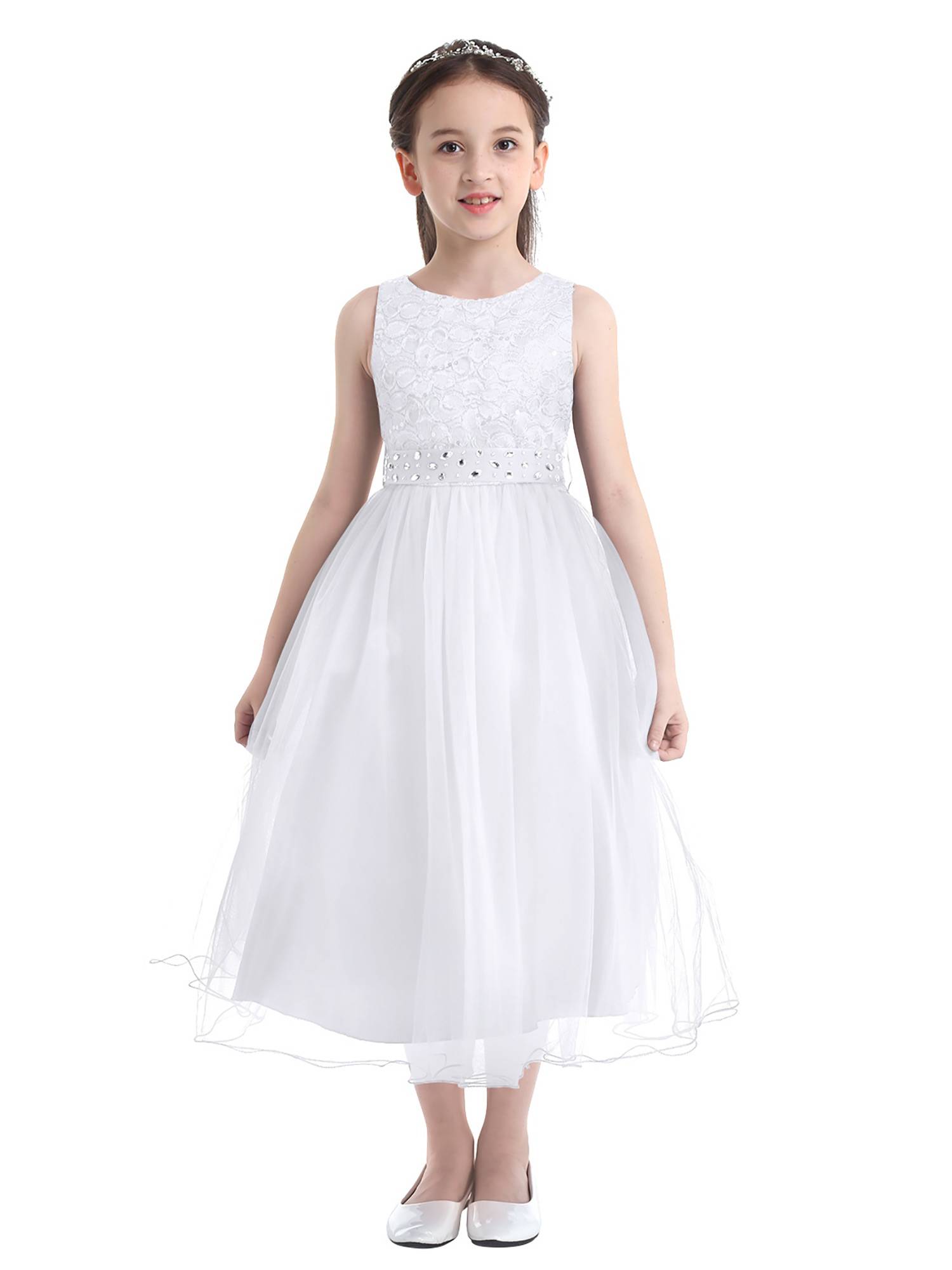 Toddler/Kids Girls Sequined Lace Mesh Flower Girl Dress