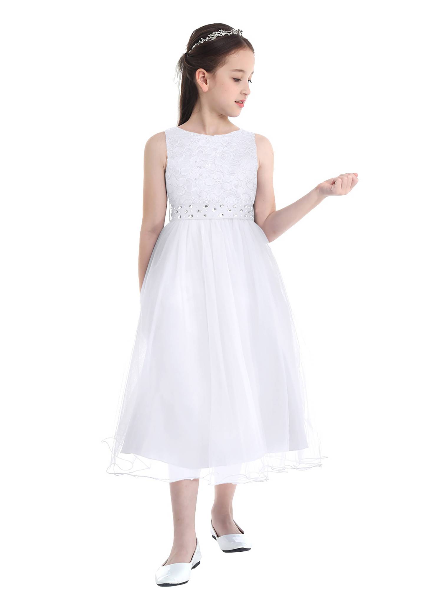 Toddler/Kids Girls Sequined Lace Mesh Flower Girl Dress