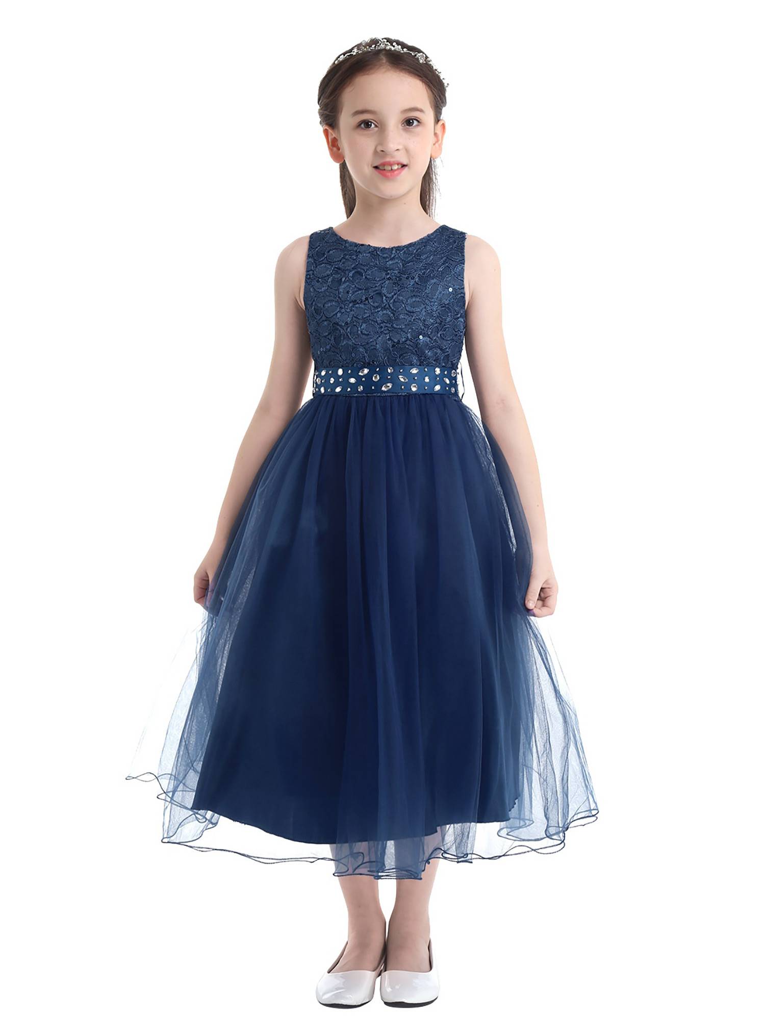 Toddler/Kids Girls Sequined Lace Mesh Flower Girl Dress