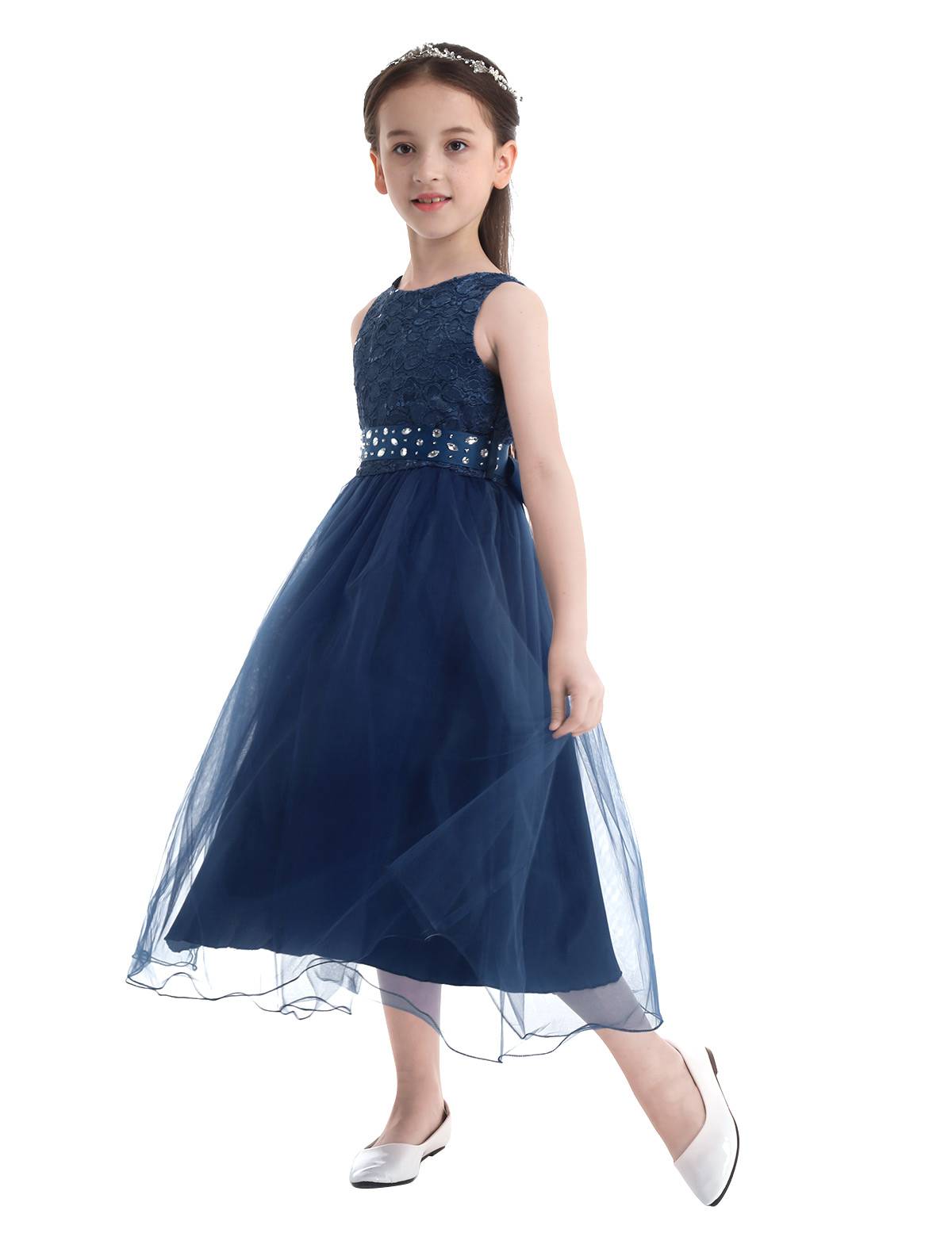 Toddler/Kids Girls Sequined Lace Mesh Flower Girl Dress