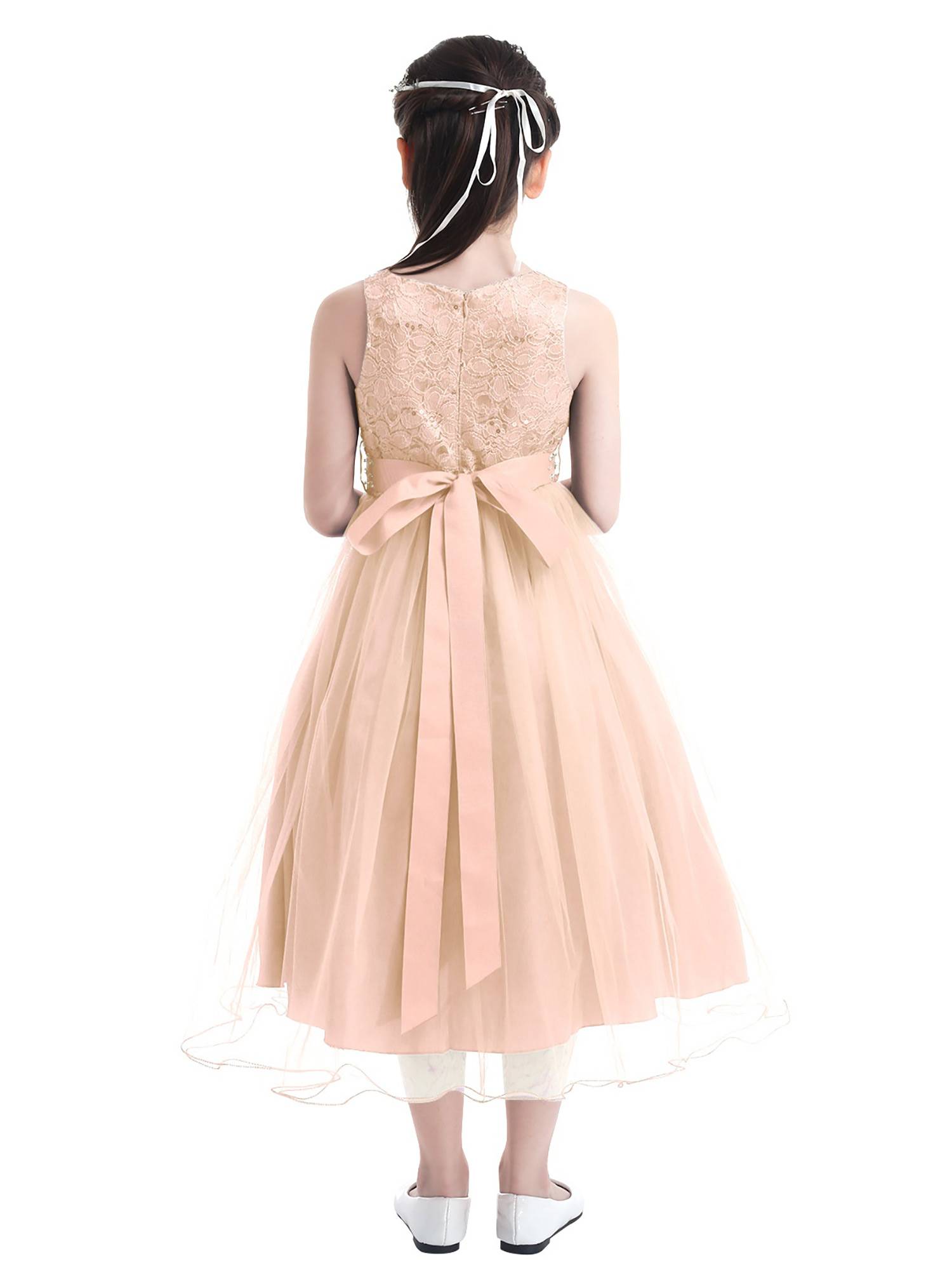 Toddler/Kids Girls Sequined Lace Mesh Flower Girl Dress