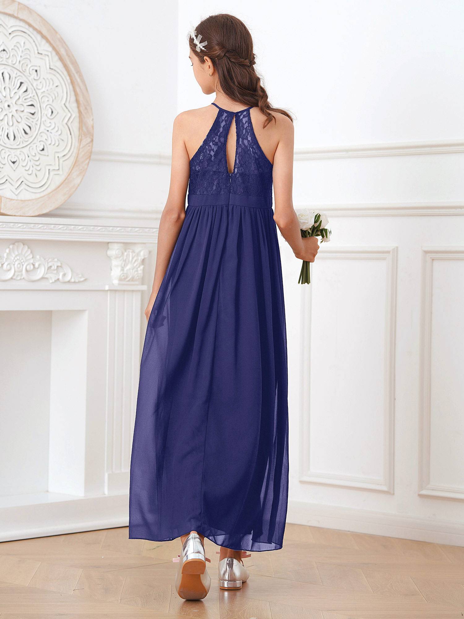 Toddler/Kids Girls Lace Chiffon Junior Bridesmaid Dress