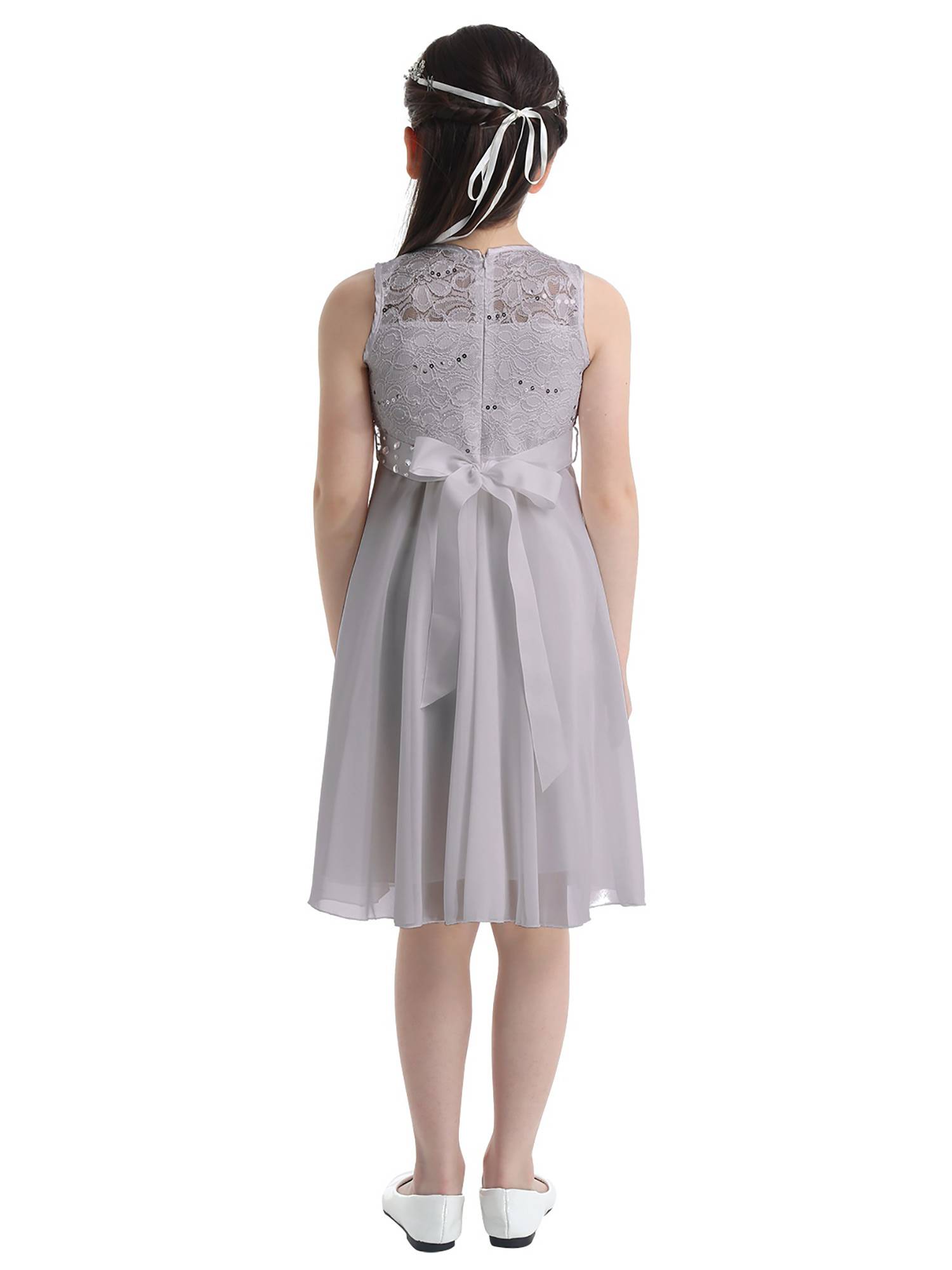 Girls Sequined Lace Chiffon Flower Girls Dresses