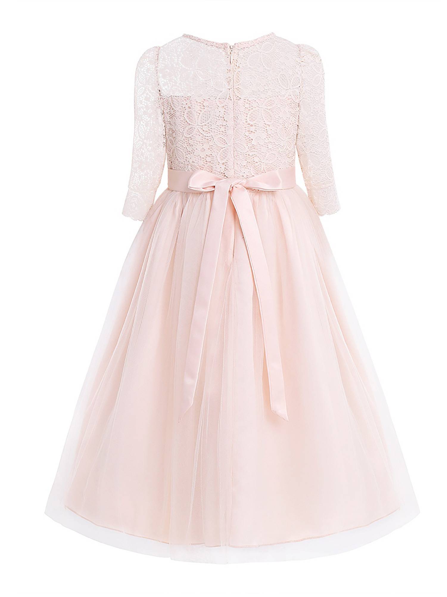 Kids Girls Lace Half Sleeves Tulle Dress