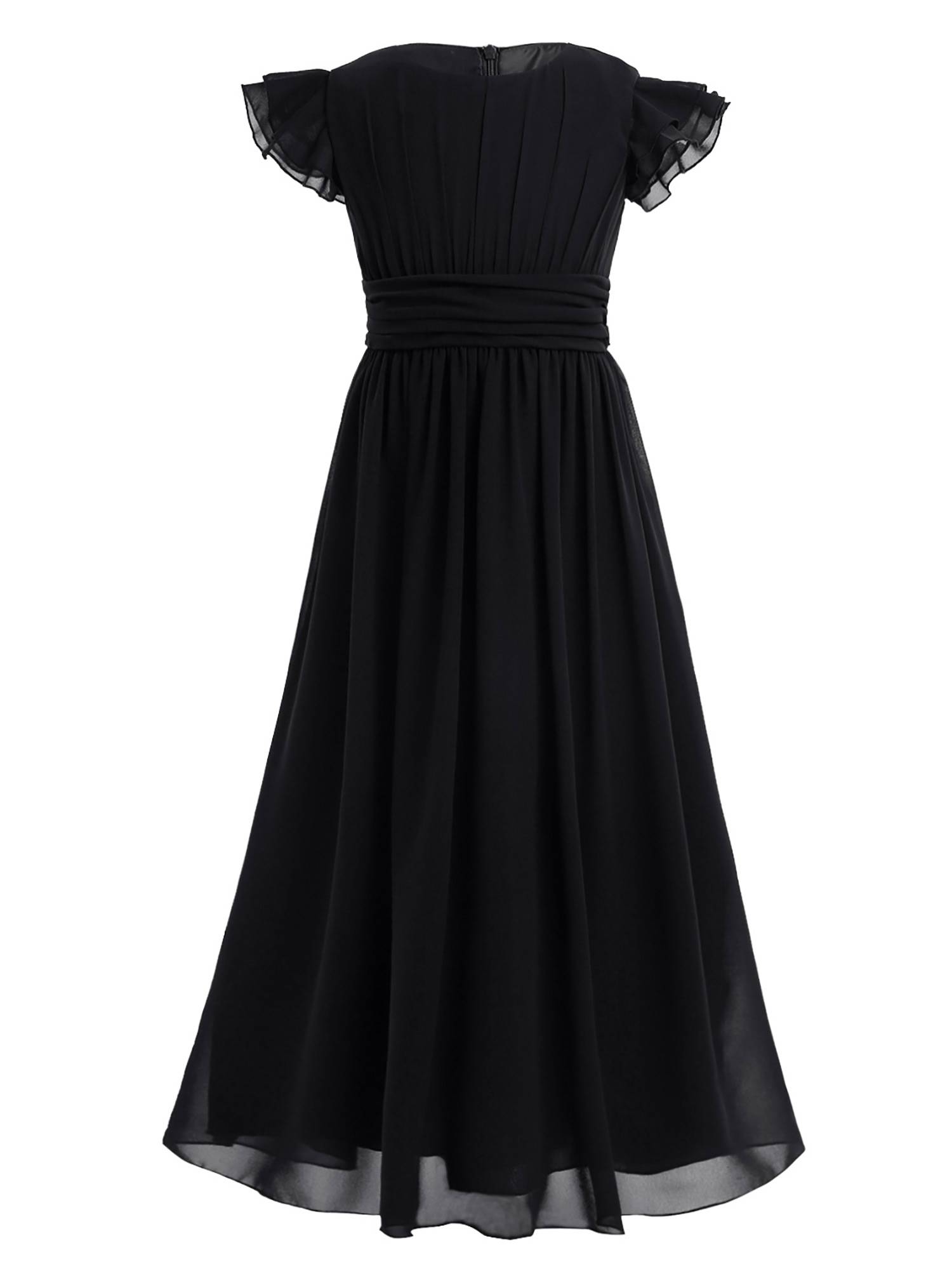 Toddler/Kids Girls Flutter Sleeves Chiffon Maxi Dress